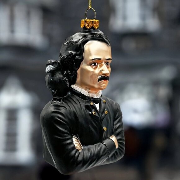 New Edgar Allan Poe Raven Glass Christmas Ornament (USA) - Picture 5 of 7